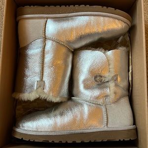 Ugg Australia Silver Metallic Bailey Button Boots
